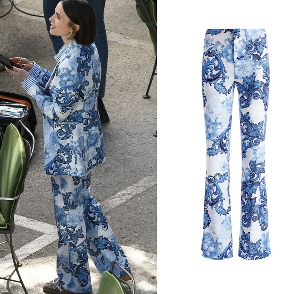 As seen in Emily in Paris Alice + Olivia Breann Floral Peak Lapel Blazer - Picture 6 of 7
